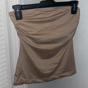 brown rouged tube top